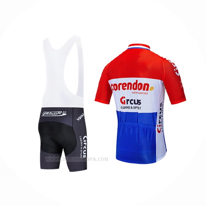 2019 Ropa Ciclismo Corendon Circus Rojo Blanco Azul Mangas Corta y Culotte Corto